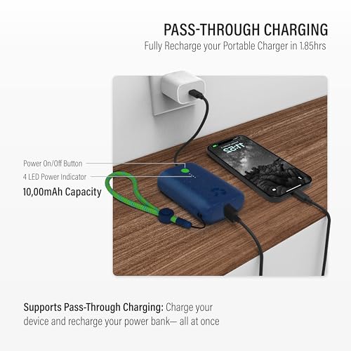 Nimble Champ Portable Charger, 10000mAh Power Bank, 20W Dual USB-C Charging - color: Nebula Blue