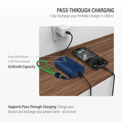 Nimble Champ Portable Charger, 10000mAh Power Bank, 20W Dual USB-C Charging - color: Nebula Blue