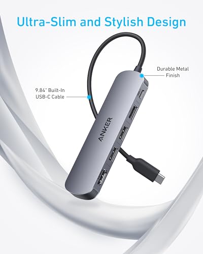 Anker USB-C Hub, 5-in-1 USB Hub for Laptops, 4K HDMI Multiport Adapter