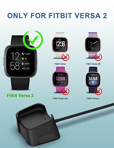 3.3Ft USB Charger Compatible with Fitbit Versa 2 Charger Dock Anti-Slip Replacement Smartwatch Charging Cable Stand(not for Fitbit Versa/Versa Lite)