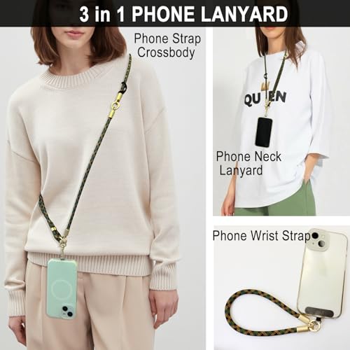 DAOSUN Phone Lanyard CellPhone Strap Crossbody, 3 in 1 Detachable Anti Theft Phone Cross Body Strap - color: Camouflage-8mm Paracord
