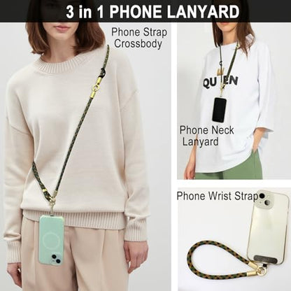 DAOSUN Phone Lanyard CellPhone Strap Crossbody, 3 in 1 Detachable Anti Theft Phone Cross Body Strap - color: Camouflage-8mm Paracord