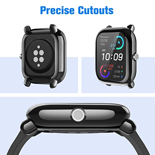 Fintie 3 Packs Case Compatible with Amazfit Bip U Pro/S/Lite/1S/GTS 2 Mini - color: Black+Clear+Silver