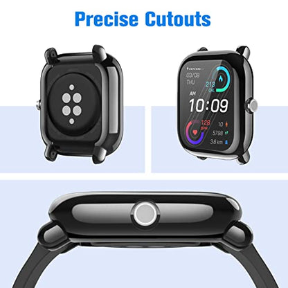 Fintie 3 Packs Case Compatible with Amazfit Bip U Pro/S/Lite/1S/GTS 2 Mini - color: Black+Clear+Silver