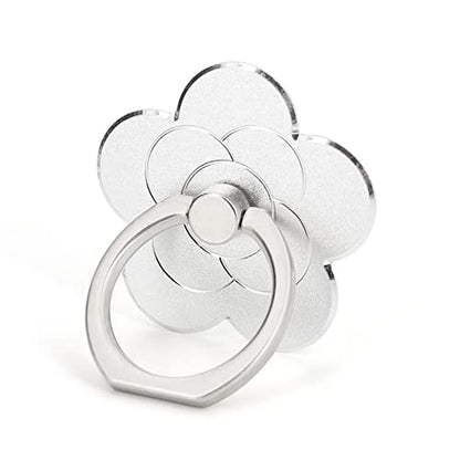 LaMignonne Cell Phone Ring Holder Flower Finger Ring Grip Stand 360° Rotation 180° Flip Universal Kickstand Compatible with All Smartphones (Silver Gray) - color: Silver Gray