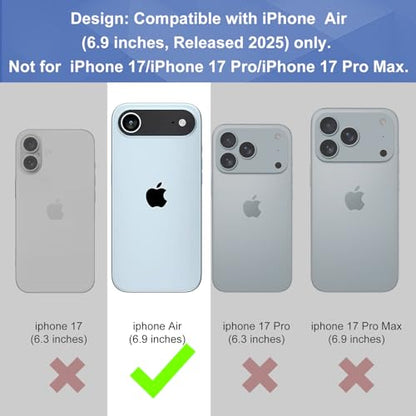 for iPhone Air Stand Case, Belt Clip Holster Screen Protector-Black | Camera Lens Protector, Swivel Kickstand Holder, Slim Shell Pouch Full Body Protective, Rugged Shockproof Cell Phone Cover - size: iPhone Air