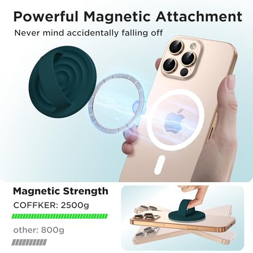 Magnetic Phone Grip for MagSafe, Silicone Ring Grip, Dark Green - color: Dark Green