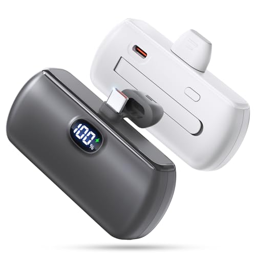 [2-Pack]Portable Charger USB C for iPhone 18/17/16/15 Series,Charcoal&White - color: Charcoal&White