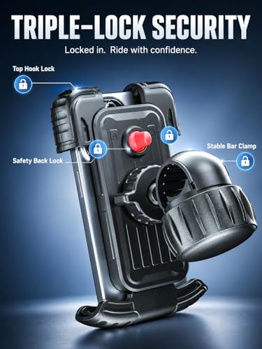 Hiboy Bike Phone Holder, 360° Rotation Adjustable Motorcycle Phone Mount,Bicycle Scooter Handlebar Phone Clip for 5.1" - 6.8" Smartphones - style: Standard