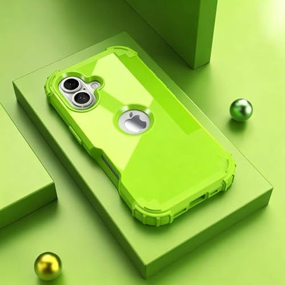 IDweel for iPhone 16 Case with Screen Protector,Luxury 3 in 1 Shockproof Slim Fit Hybrid Heavy Duty Hard PC Cover Soft Silicone Bumper Full Body Anti-Fingerprint Case,Glitter Grass Green - color: Glitter Grass Green