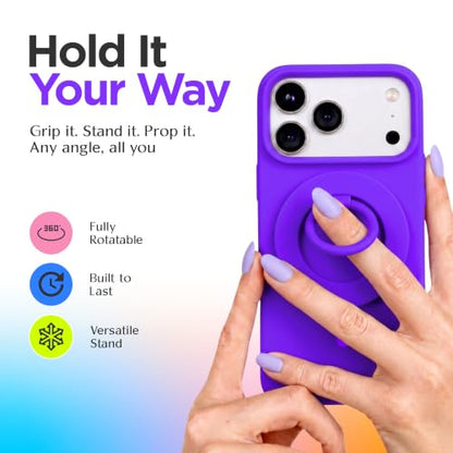 FELONY CASE - Purple MagSafe Ring Grip and Stand - Version 2.0 - Improved Stronger Magnet, Magnetic Phone Ring Holder for MagSafe Compatible iPhone 17, 16, 15, 14, 13,12, Pro, Pro Max- Drop Protection - color: Purple