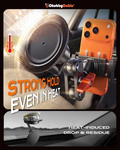 ChubbyGrip Car Phone Holder with Suction Cup and Clamp Head - color: ChubbyGrip Pro (Clamp)-Orange