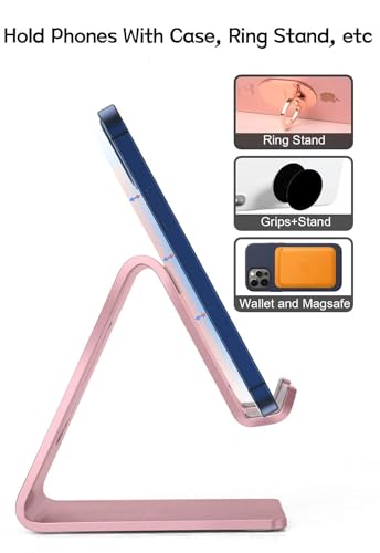 Aoviho Cell Phone Stand for Desk, Aluminum Phone Holder,Pink - color: Pink