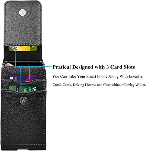 Njjex Cell Phone Holster for Samsung Galaxy S25 iPhone 17 Belt Clip Holster | PU Leather Holster with Belt Clip Phone Holder for Samsung S26 S25 A56 A35, iPhone 17 16 Waist Carry Pouch - color: Leather-Black