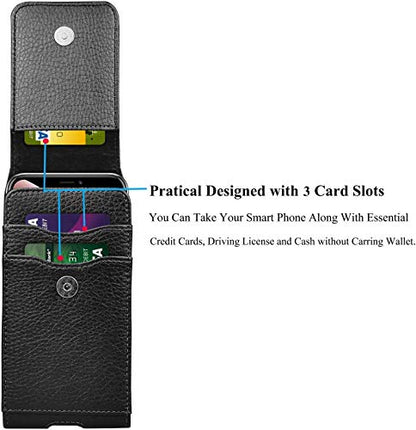 Njjex Cell Phone Holster for Samsung Galaxy S25 iPhone 17 Belt Clip Holster | PU Leather Holster with Belt Clip Phone Holder for Samsung S26 S25 A56 A35, iPhone 17 16 Waist Carry Pouch - color: Leather-Black