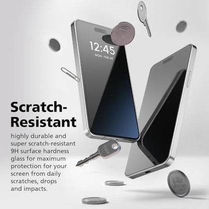 2 PACK Privacy Screen Protector for iPhone 17, [27° Anti-Spy] 9H Hardness Shatterproof Tempered Glass with [Easy Installation Frame with Auto Dust Removal] Bubble Free, Case-Friendly, HD Full Coverage - size: iPhone 17