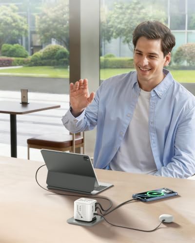 W & O 60W Fast Charger Wall Plug, Built-in Retractable USB-C & L Cables - color: White
