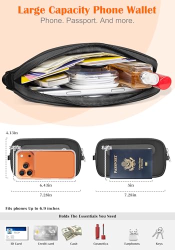 takyu Phone Strap Crossbody with Detachable RFID Wallet Black - color: Black