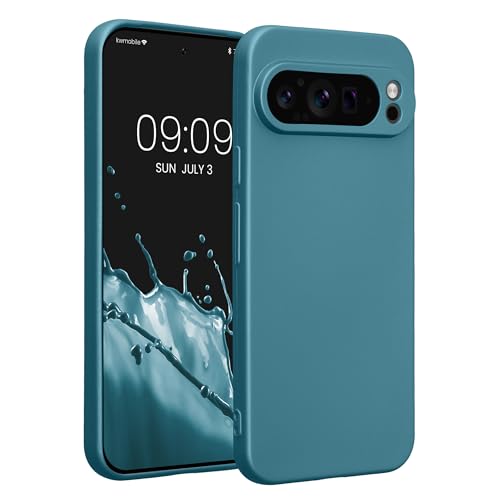 kwmobile Case Compatible with Google Pixel 9 Pro XL Case -Soft TPU Back Phone Cover - with Metallic Look - Metallic Caribbean Blue - color: Metallic Caribbean Blue
