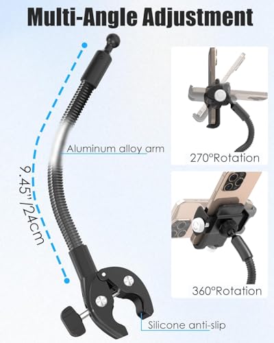 Charchendo Wheelchair & Stroller Phone Holder, Flexible Gooseneck Arm