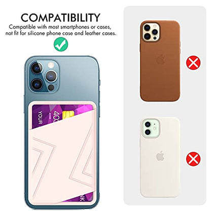 Phone Card Holder, Glitter PU Leather Sleeve, Credit Card Holder Stick On Phone Case for iPhone Samsung Most Smartphones (Ltpink) - color: ltPink
