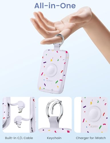 RORRY CharmGo Portable Charger, 10000mAh 20W Fast Charging Power Bank - color: Confetti-Purple