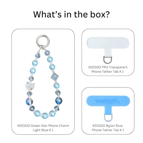 Ocean Star Beaded Phone Charm Wrist Strap - Handmade Iron Wire Phone Chain Lanyard, Durable Anti-Lost Hands-Free Wrist Holder for Travel & Shopping, Blue - color: 04 Ocean Star Blue