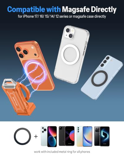OMOTON TP02-Pro 5 in 1 Magnetic Phone Holder for Vlogging Essentials,Orange - color: 2-Orange