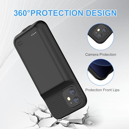 Battery Case for iPhone 12/12Pro, 13800mAh Portable Backup Power Bank Protective Charging Case Rechargeable Extended Battery Charger Cases for iPhone 12/12 Pro