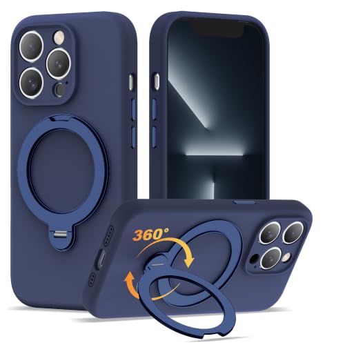 Case for iPhone 13 Pro with 360°Spin Stand,6.1" Dark Blue | Magnetic 360°Spin Stand,Compatible with Mag-Safe,Soft Silicone 13 Pro Case - color: Dark Blue, size: Iphone 13 Pro