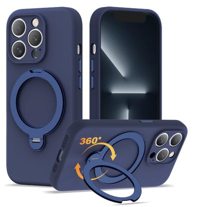 Case for iPhone 13 Pro with 360°Spin Stand,6.1" Dark Blue | Magnetic 360°Spin Stand,Compatible with Mag-Safe,Soft Silicone 13 Pro Case - color: Dark Blue, size: Iphone 13 Pro