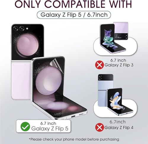 2 Sets Screen Protector for Samsung Galaxy Z Flip 5 6.7", High Definition Clear Soft TPU Screen Protector, 2 Front + 2 Inner Flexible Film Hydrogel, Self-Healing, Bubble-Free - size: Samsung Galaxy Z Flip 5