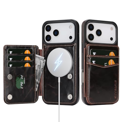 SkyEagle Compatible with MagSafe iPhone 17 Pro Max Case Wallet,Coffee | Magnetic Clasp,RFID Blocking,PU Leather,Flip Folio Shockproof Phone Cover,with Credit Card Slots & Kickstand for Men & Women - color: Coffee, size: iPhone 17 Pro Max - 6.9"