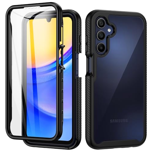 seacosmo Designed for Galaxy A15 5G Phone Case, Full Body Shockproof Cover, with Built-in Screen Protector Slim Fit Protective Case for Samsung Galaxy A15, Black - color: Black, size: Galaxy A15