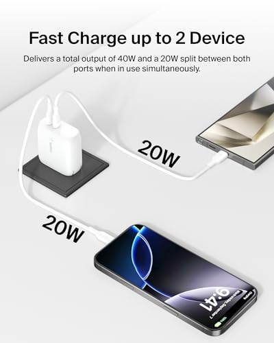 Belkin 40W Dual USB C Charger Block, Fast Charging for Travel - style: 1-Pack