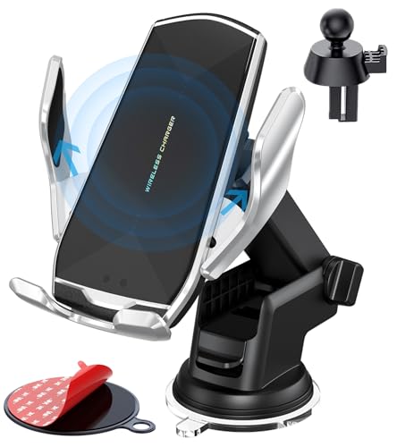 Car Phone Mount,Auto-Clamping Smart Sensor 10W Qi Fast Charging Car Front Windshield Dashboard Air Vent Phone Holder Compatible with iPhone12/12 pro max/Samsung S20/note 20 All 4.7-6.7 Inch Smartphone