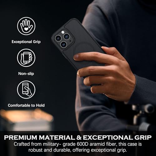 YINLAI Case for iPhone 14 Pro Max 6.7-Inch, Carbon Fiber Texture, Black
