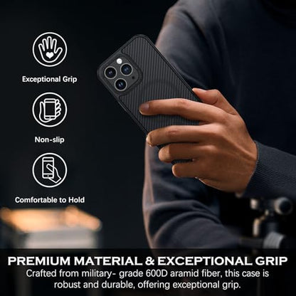 YINLAI Case for iPhone 14 Pro Max 6.7-Inch, Carbon Fiber Texture, Black