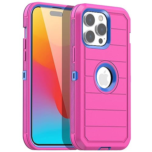 AICase Compatible with iPhone 15 Pro Max Case,Heavy Duty Drop Protection Full Body Rugged Shockproof Military Protective Tough Durable Cover Compatible with iPhone 15 Pro Max 6.7"_5 - color: Hot Pink/Blue