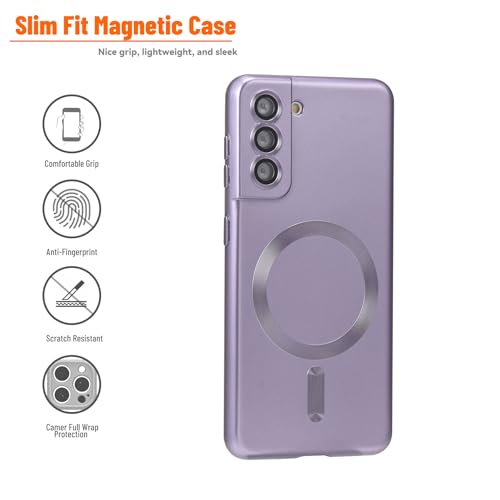 Magnetic for Samsung Galaxy S21 Plus Case,Soft Silicone Slim Fit Anti-Scratch Phone Case Cover with Camera Protection,Compatible with MagSafe,Light Purple - color: Light Purple, size: S21 Plus