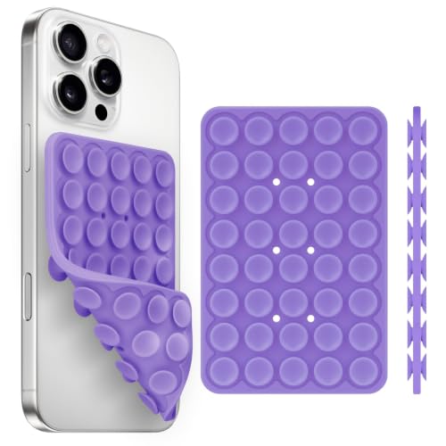 Yojaro Silicone Suction Cup Phone Case Mount Double Sided, Phone Accessories Hands-Free Strong Grip Holder for Selfies and Videos, Silicon Phone Stand for iPhone and Android Purple - color: Purple