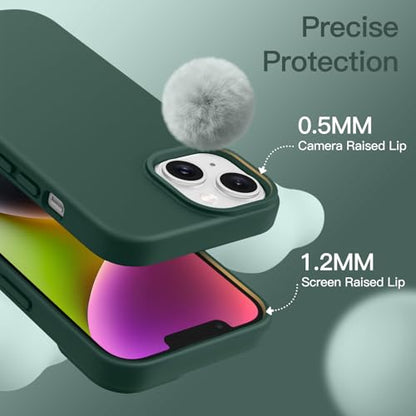 JETech Silicone Case for iPhone 14, Midnight Green | Silky Soft Touch, Shockproof Protection, Scratch Resistant, Microfiber Lining - color: Midnight Green, size: iPhone 14