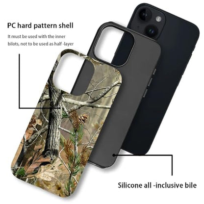 Case for iPhone 13 14, Dual Layer Phone Cover, Real Jungle Camo | Shockproof Hybrid Phone Case, Soft TPU and Hard PC, Durable Anti-Scratch Protection - color: Real Jungle Camo, size: Iphone 13/14
