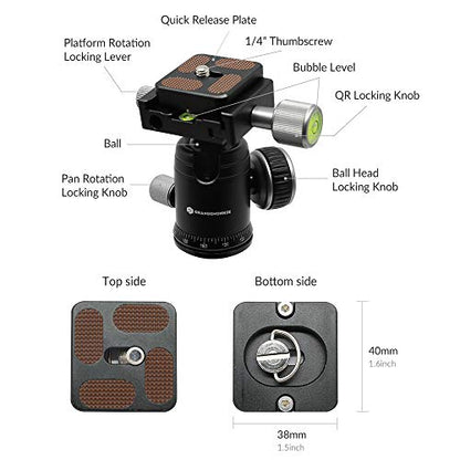 Tripod 50V Low-Profile Mini Tripod for Camera and iPhone Tabletop & Travel Compact Tripod with Pan Handle Aluminum Alloy Compatible with DSLR Smartphones 20 Inch Max Height - style: Tripod 50V