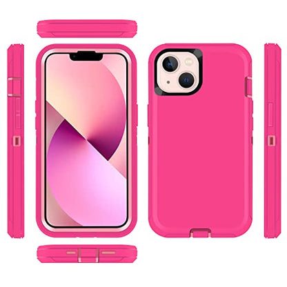 Co-Goldguard Shockproof Case for iPhone 13 with Tempered Glass Screen Protector 3 Layer Military Grade Drop Protection Heavy Duty Protection Rugged Rubber Phone Case Cover for iPhone 13 6.1 Pink - color: Pink