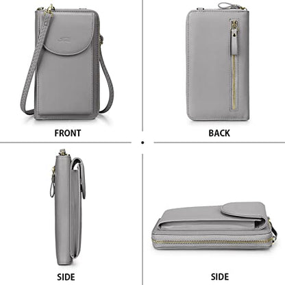 S-ZONE Small Crossbody Bags for Women Phone Purse RFID Blocking Wallet | Card Slots, Vegan Leather, Anti-theft, Multi Pockets, Detachable Adjustable Strap, Travel Eveyday Outing - color: Dark Grey