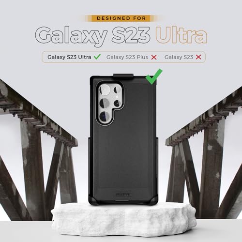 MOTIVE Heavy Duty Case for Samsung Galaxy s23 Ultra, Belt Clip | 6.8" | Bunker Series, Military Grade Multi-Layer Protection, PC/TPU Build, Sealed Port Cover, 20 ft Drop tested - size: S23 Ultra