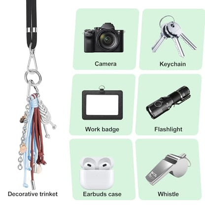 SHANSHUI Phone Lanyard, 2 Pack Adjuatble Wrist Straps Crossbody Nylon Cell Phone Leash and 2 Pack Tether Pads Compatible with iPhone & All Smartphones in Full Cover Cases - color: Grayx2+Black