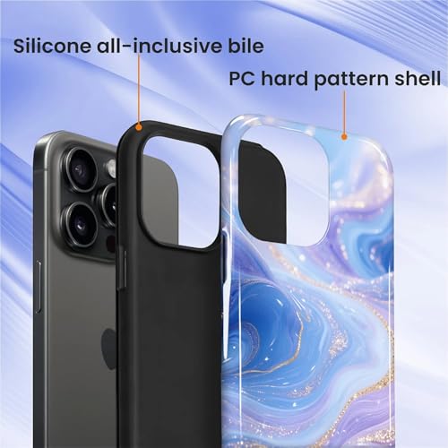 Case for iPhone 15 Pro Max, Shockproof Hybrid Protective Phone Case, Dual-Layer Drop Protection Anti-Scratch, Blue Purple Fluid - color: Blue Purple Fluid, size: iPhone 15 Pro Max