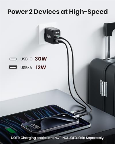 USB C Charger, INIU 2-Port 45W Super Fast Charger Type C, Mini Foldable PD PPS USB C Wall Charger Block by GaN Tech for Samsung Galaxy S23 Ultra iPhone 16 15 14 MacBook iPad Pro Steam Deck etc